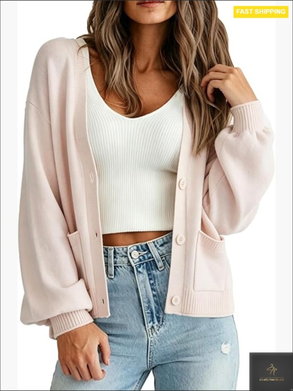 Lightweight Knit Cardigan Open Front Long Sleeve Button Down with Pockets